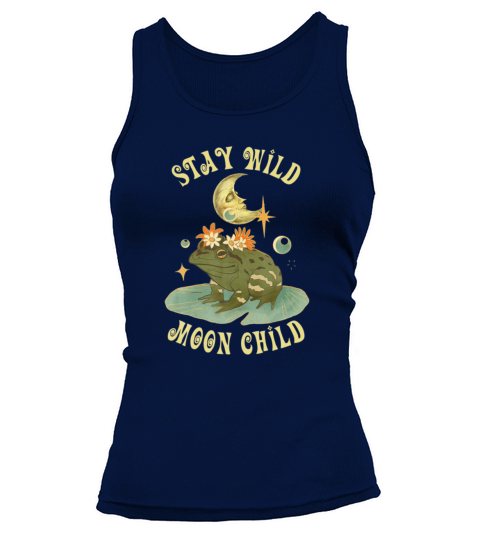 Womens Vintage Cottage Core Moon Child Frog Fall Tank top Woman