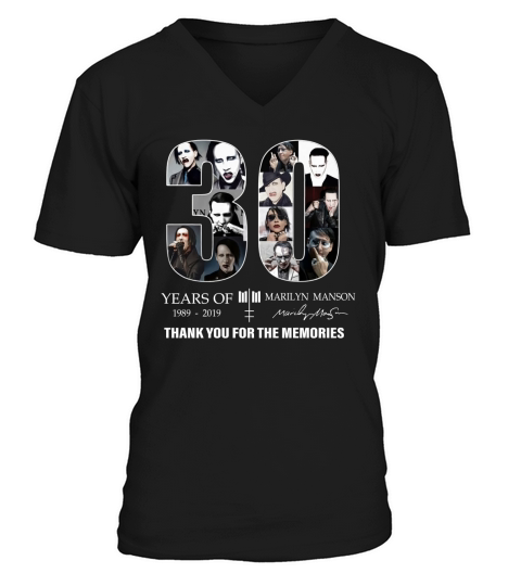 30 Years Of Marilyn Manson 1989-2019 Signature shirt V-Neck T-shirt