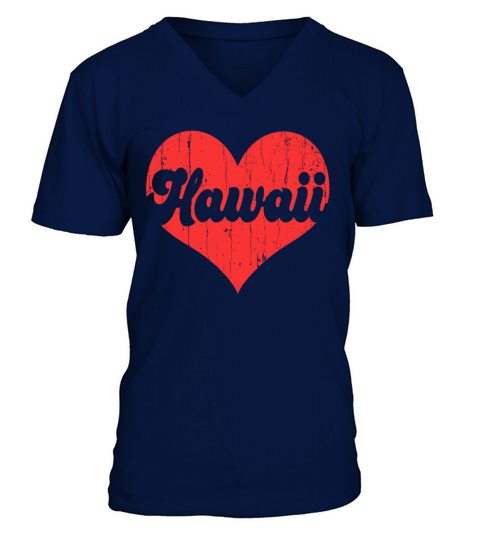 America Citizen US State Flag Heart Love Hawaii V-Neck T-shirt