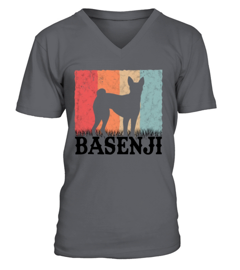 Basenji Retro Congo Terrier Vintage V-Neck T-shirt