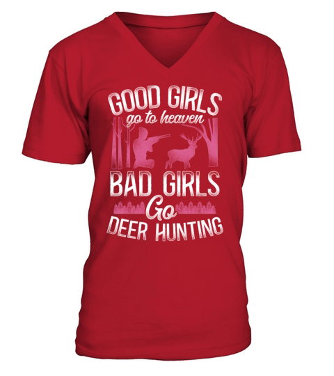 Buck Deer Hunting Hunter Girl V-Neck T-shirt
