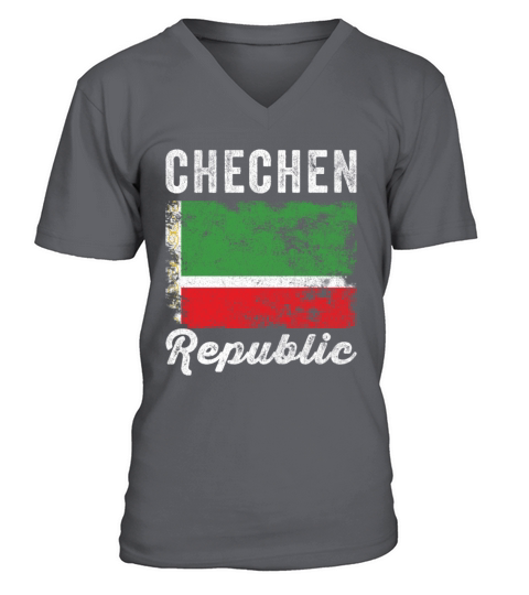 Chechen Republic Flag Distressed V-Neck T-shirt