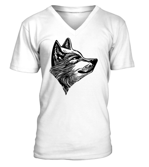 Elegant Vintage Wolf Portrait V-Neck T-shirt