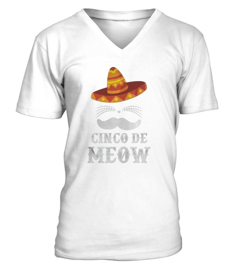Funny Cat Cinco de mayo V-Neck T-shirt