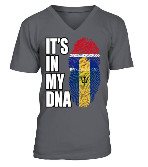 Gambian And Barbadian Mix Heritage DNA Flag V-Neck T-shirt