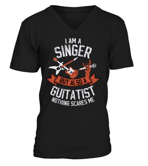 gift singer guitarist vintage guitar V-Neck T-shirt