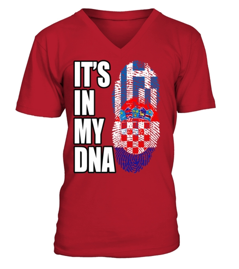 Greek And Croatian Mix Heritage DNA Flag V-Neck T-shirt
