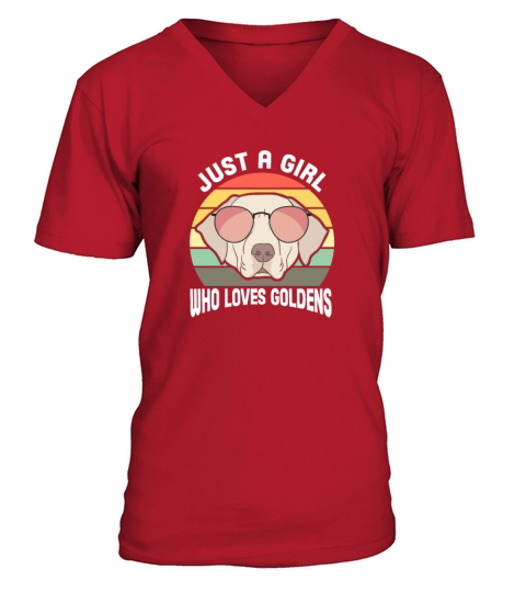 Just A Girl Who Loves Goldens Retro Vintage V-Neck T-shirt