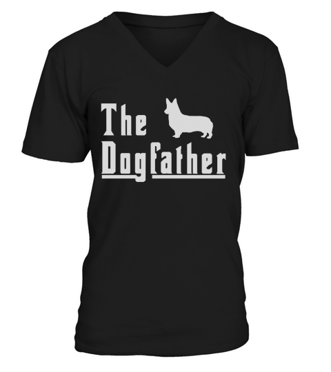 Mens Mens the dogfather - corgi dog shirt fun christmas gift Black Men V-Neck T-shirt