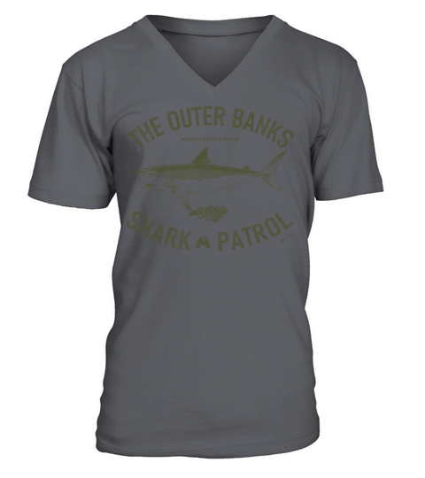 Outer Banks Shark Patrol OBX Vintage Army Green V-Neck T-shirt