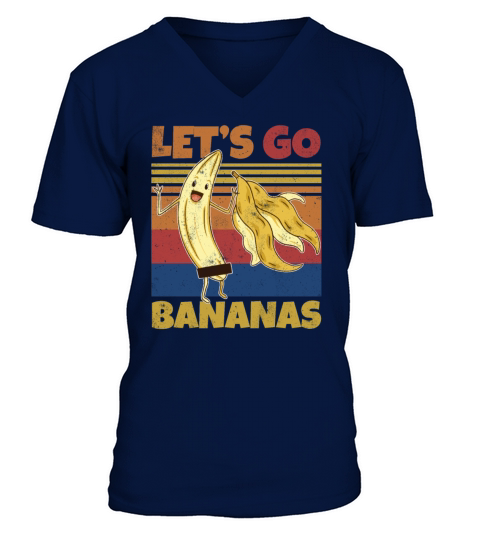 Retro Lets Bananas Funny Stripped Banana V-Neck T-shirt