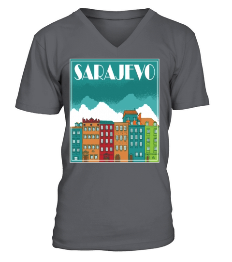 Sarajevo Landscape Vintage Art V-Neck T-shirt