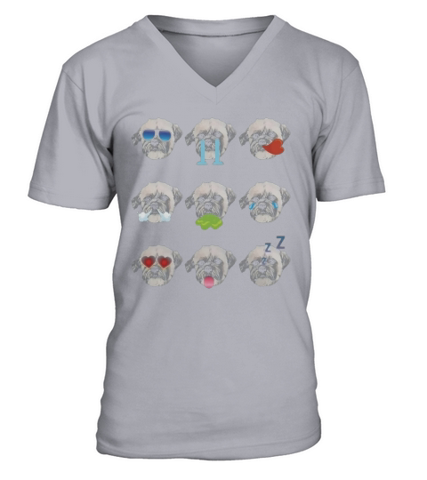 SHICHON Dog Nine Emotions Face Funny T-Shirt Gift V-Neck T-shirt