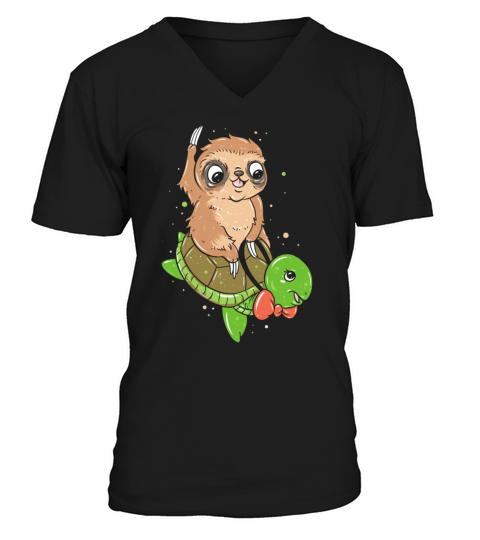 Sloth and Turtle Race V-Neck T-shirt