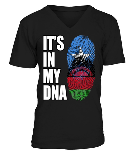 Somali And Malawian Vintage Heritage DNA Flag V-Neck T-shirt