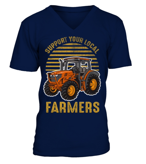Support Your Local Farmers Distressed Quote Vintag V-Neck T-shirt