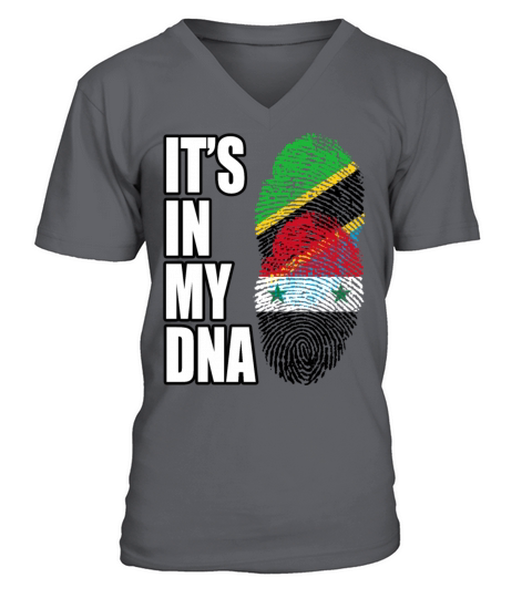 Tanzanian And Syrian Vintage Heritage DNA Flag V-Neck T-shirt