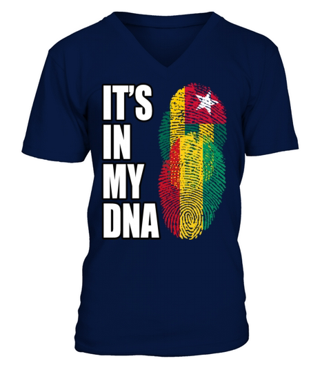 Togolese And Guinean Mix Heritage DNA Flag V-Neck T-shirt