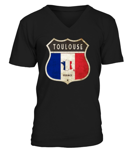 Toulouse France coat of arms flags design V-Neck T-shirt