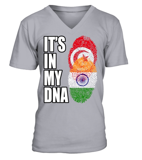Tunisian And Indian Mix Heritage DNA Flag V-Neck T-shirt