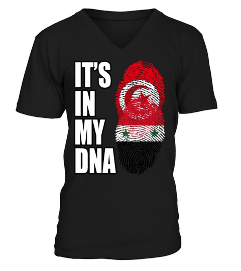 Tunisian And Syrian Mix Heritage DNA Flag V-Neck T-shirt