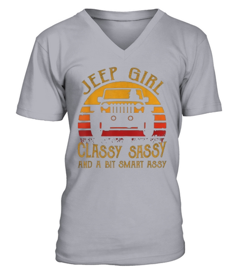Vintage Jeep Girl Classy Sassy And A Bit Smart Assy V-Neck T-shirt