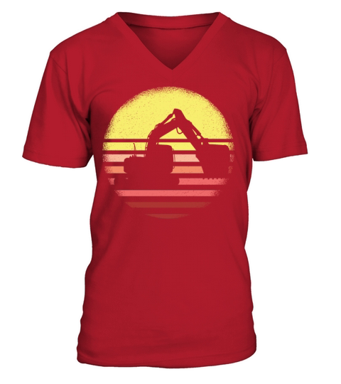 Vintage Retro Excavator V-Neck T-shirt