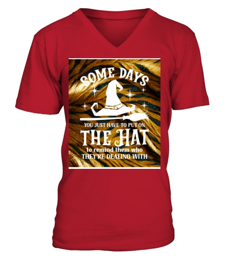 Witchy Funny Quote With Witch HatTiger V-Neck T-shirt