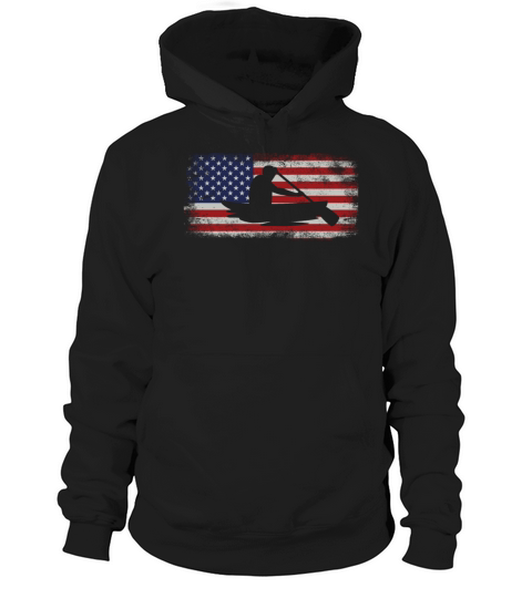 Canoe Canoeing Usa American Flag Hoodie Unisex