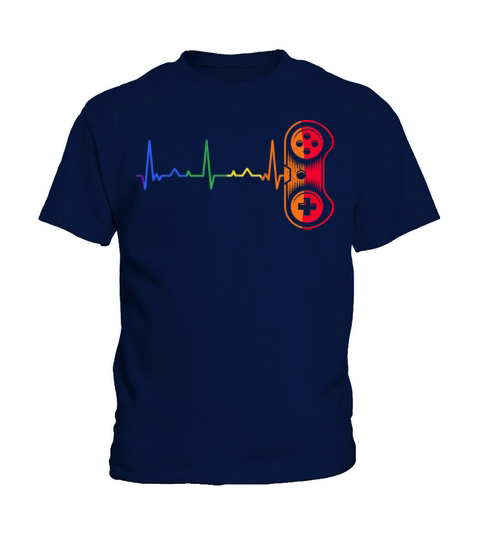 Gamer Heartbeat Rainbow Pride Month Video Game Kids T-Shirt