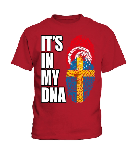 Tunisian And Swedish Mix Heritage DNA Flag Kids T-Shirt
