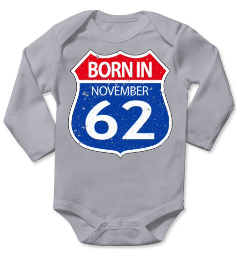Born in November 1962 Long Sleeve Baby One-Piece