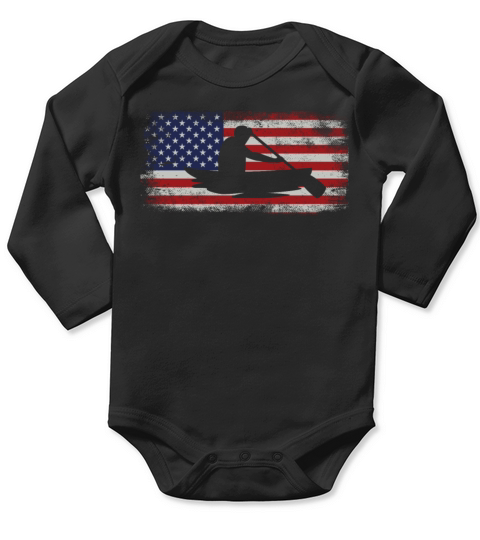 Canoe Canoeing Usa American Flag Long Sleeve Baby One-Piece