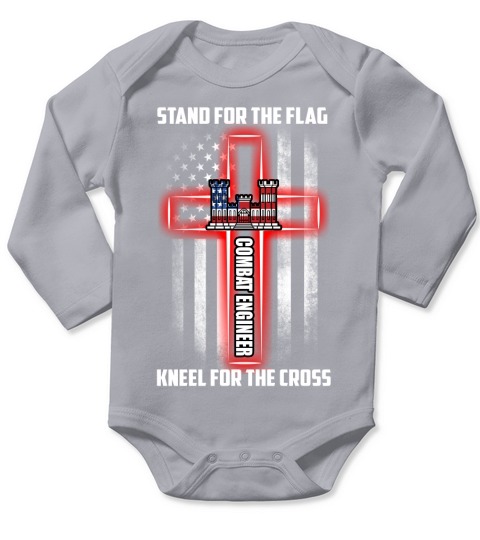 combat engineer   stand for the flag kneel for the cross Long Sleeve Baby One-Piece