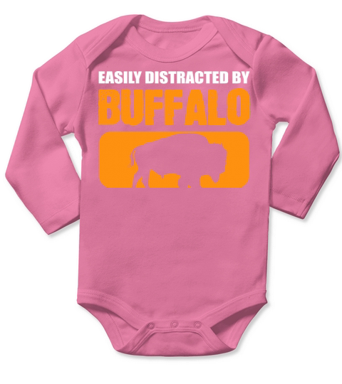 Distracted by Buffalos Steer Wrestler Gift Long Sleeve Baby One-Piece