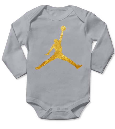 Gold Jordan Logo shirt Long Sleeve Baby One-Piece