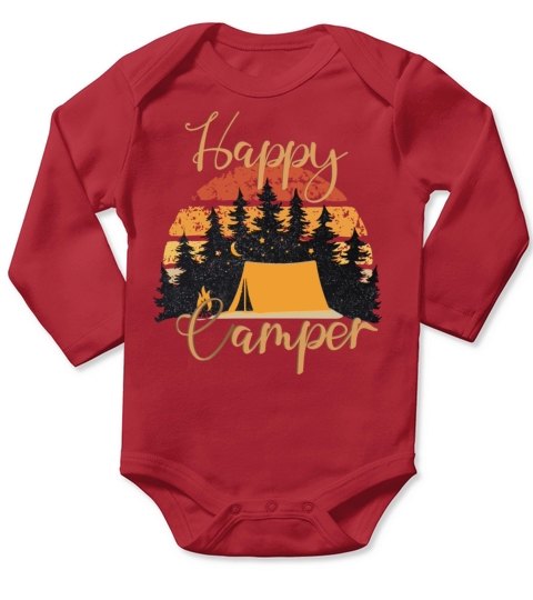 happy camper Long Sleeve Baby One-Piece