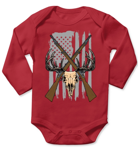 Hunting American Flag Deer Hunter Long Sleeve Baby One-Piece
