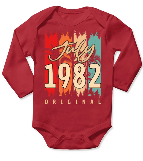 July 1982 40th Birthday Long Sleeve Baby One-Piece