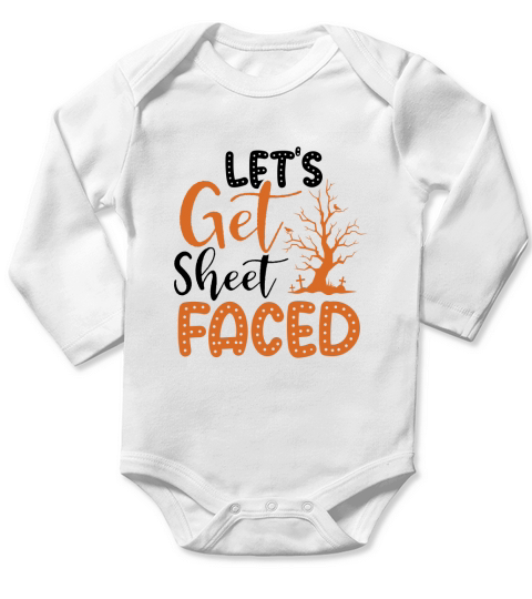 Lets Get Sheet Faced Halloween Long Sleeve Baby One-Piece