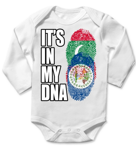 Maldivian And Belizean Mix Heritage DNA Flag Long Sleeve Baby One-Piece