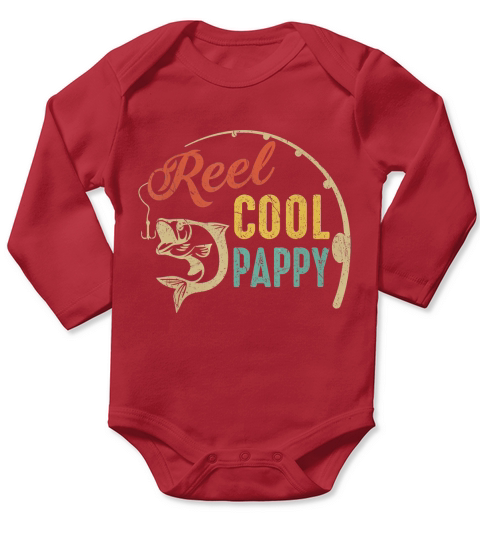 Mens Fathers Day Gifts Shirt Vintage Fishing Reel Cool Pappy T-Shirt Long Sleeve Baby One-Piece