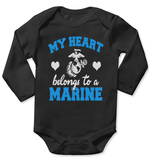 my heart belongs to a marine marine Long Sleeve Baby One-Piece