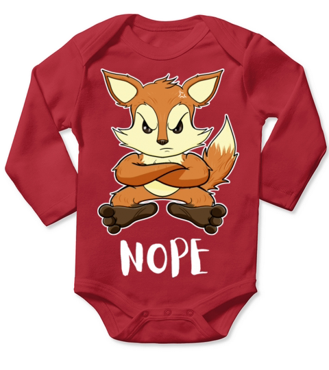 Nope Funny Lazy Fox Long Sleeve Baby One-Piece