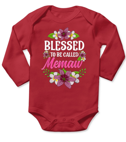 Pretty Blessed To Be Called Memaw Thanksgiving Christmas shirt Long Sleeve Baby One-Piece
