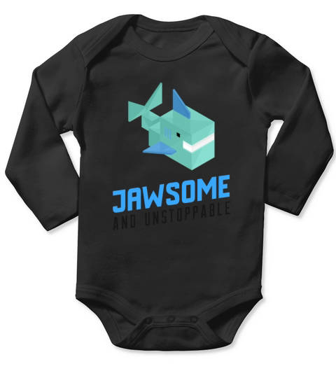 Shark Sayings Boys Jawsome And Unstoppable Long Sleeve Baby One-Piece