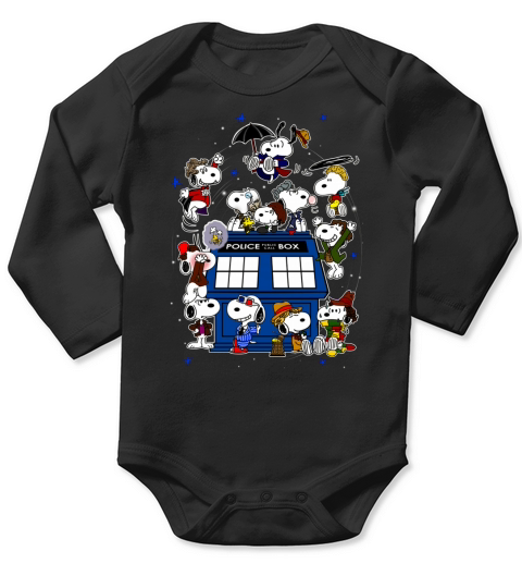 Snoopy of Doctor Police Box Long Sleeve Baby One-Piece