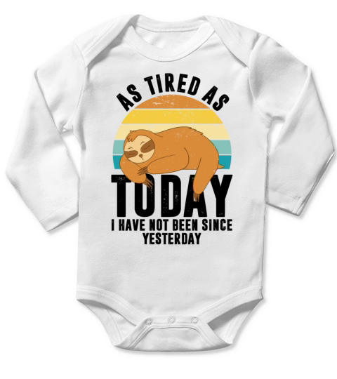 Tired Funny Sayings Lazy Vintage Sloth Long Sleeve Baby One-Piece