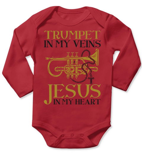 Trumpet Player Jesus Faith Long Sleeve Baby One-Piece