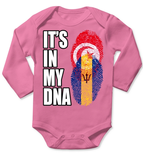 Tunisian And Barbadian Mix Heritage DNA Flag Long Sleeve Baby One-Piece